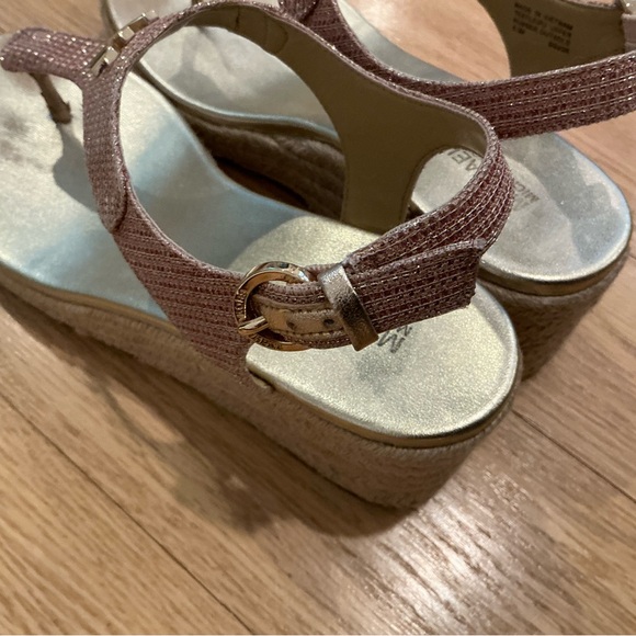 ✨Michael Kors Laney Sparkle Pink & Gold Espadrille Wedge Sandals💖 - Picture 8 of 12